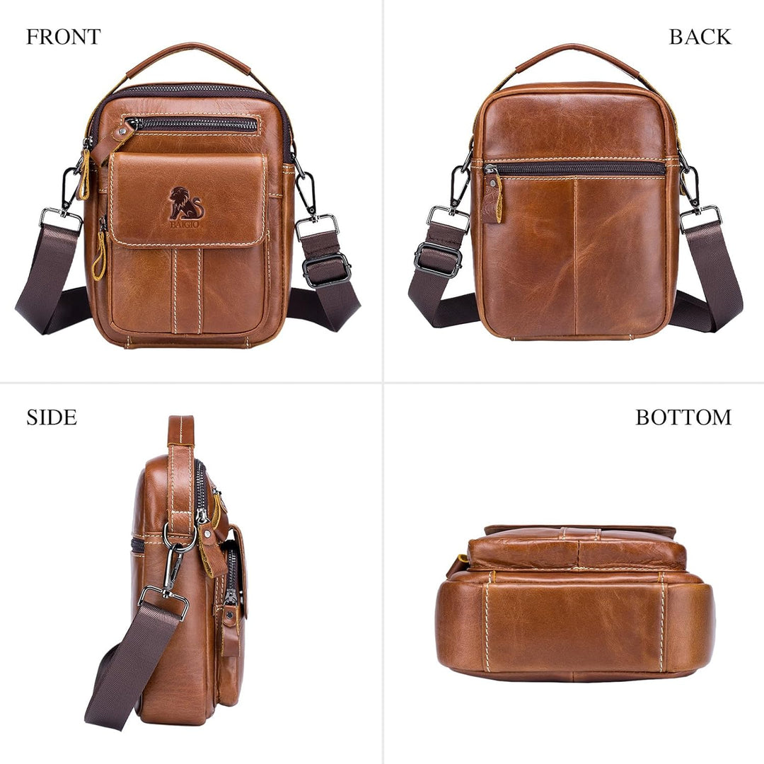 BAIGIO Umhängetaschen Herren Klein Herrentasche Leder Schultertasche Ledertasche für Männer Arbeit R