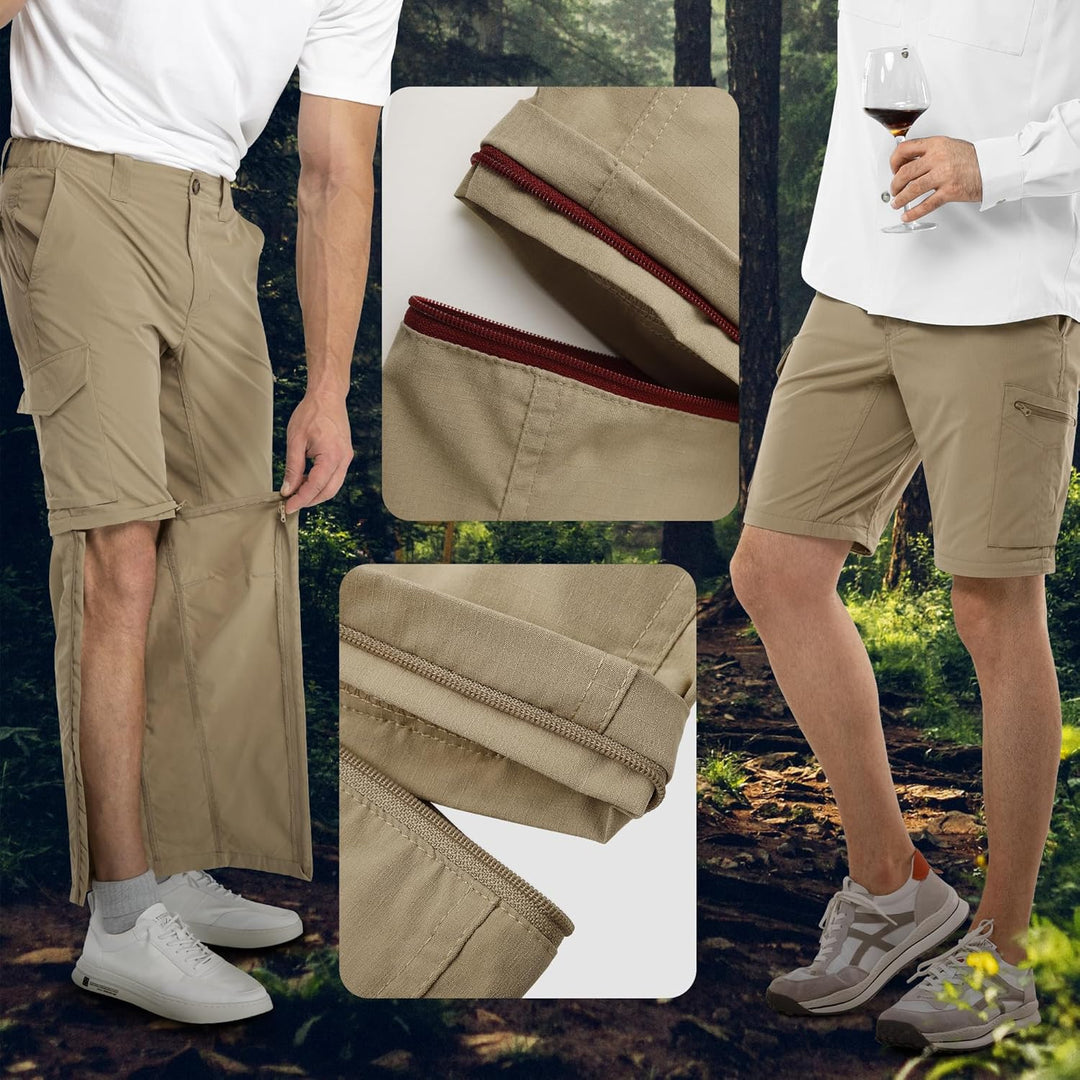 33,000ft Wanderhose Herren Zip Off Trekkinghose, Atmungsaktiv Abnehmbar Stretch Outdoorhose mit 6 Ta