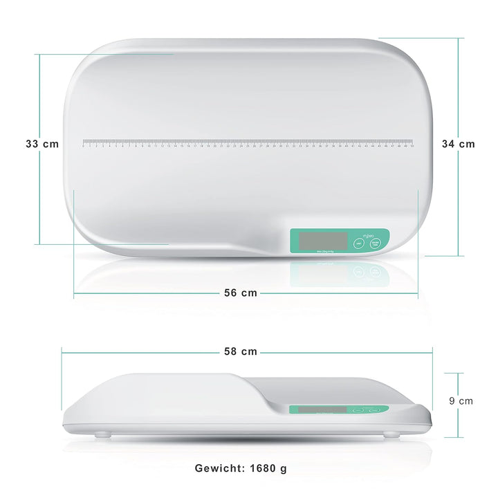 CSL - Babywaage digital - Kinderwaage - Säuglingswaage - Tierwaage - Wiegefläche 56 x 33 cm - 20 g b