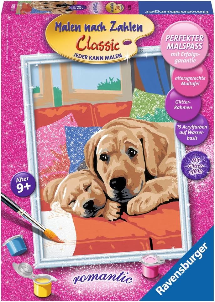Ravensburger 28272 - Hundeliebe - Malen nach Zahlen mit Glittereffekt, 18 x 24 cm