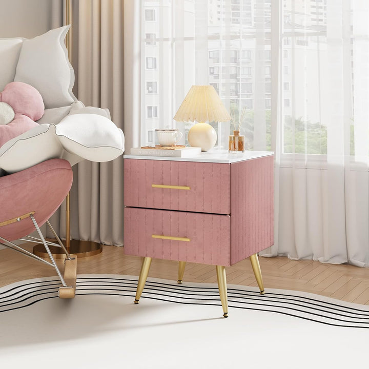 WOLTU Nachttisch Sofatisch Nachtkommode Nachtschrank mit 2 Schubladen für Schlafzimmer Wohnzimmer au