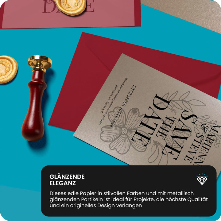 Netuno 100x Perlmutt-Dunkel-Rot Karton DIN A4 210 x 297 mm 250g Majestic Emporer Red Effektkarton Gl