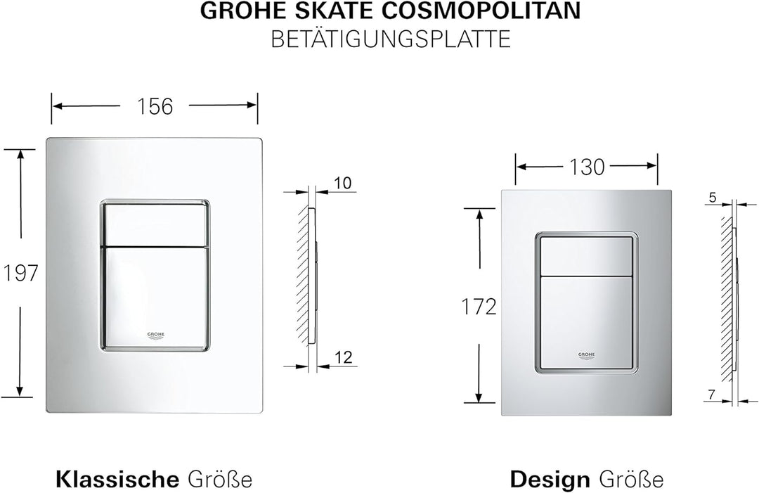 GROHE Skate Cosmopolitan | WC - Abdeckplatte | 38845MF0 Klassische Grösse Chrom/Davinci Weiss, Klass