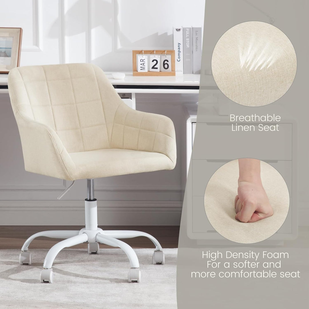 WOLTU Schreibtischstuhl drehbar, Schminktisch Stuhl, Drehstuhl mit Rollen, Bürostuhl ergonomisch, Se