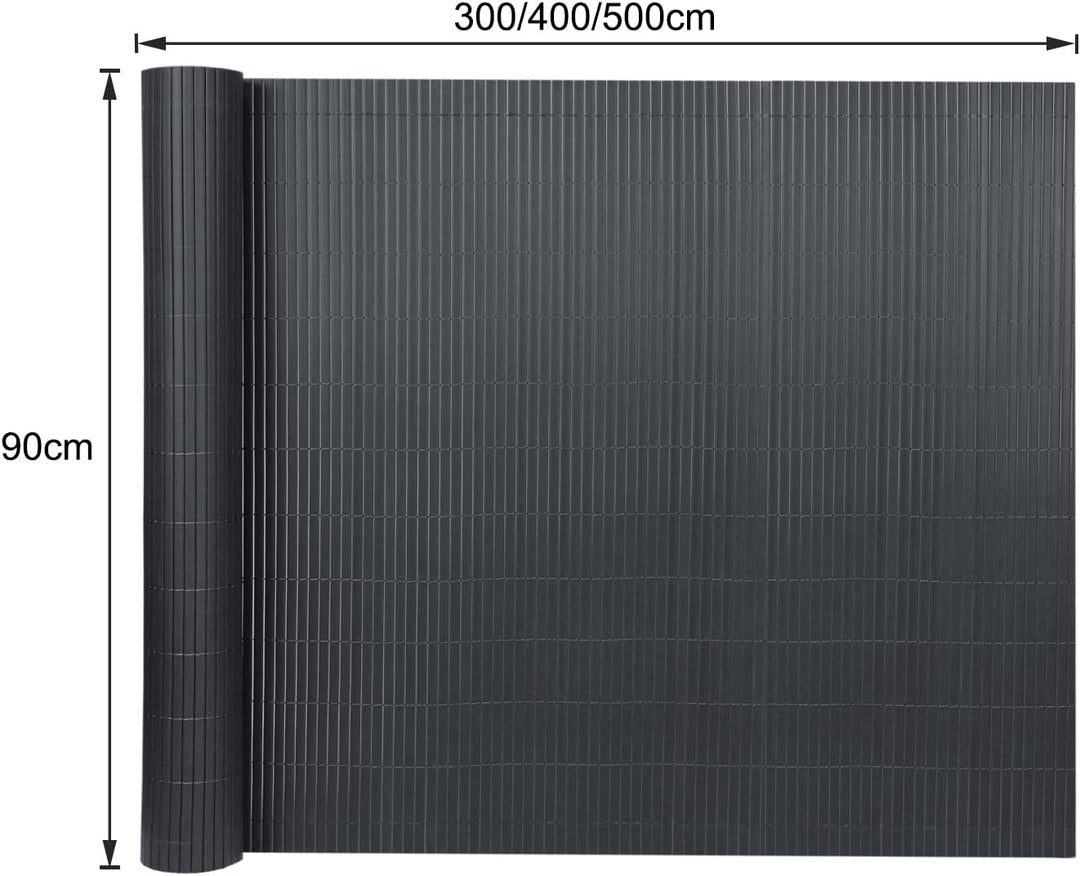 NAIZY 90x400cm PVC Garten Sichtschutz Sichtschutzmatte Anthrazit Sichtschutzzaun UV-Schutz Blickdich