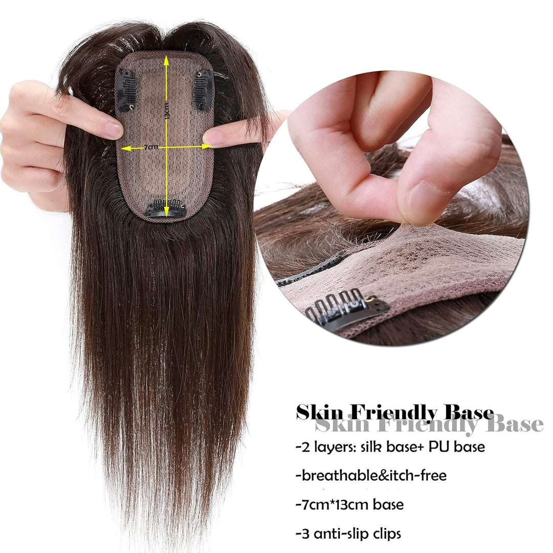 Clip in Extensions Echthaar Topper Extensions Echthaar Haarteile Echthaar Glatt Toupet Haarverdickun