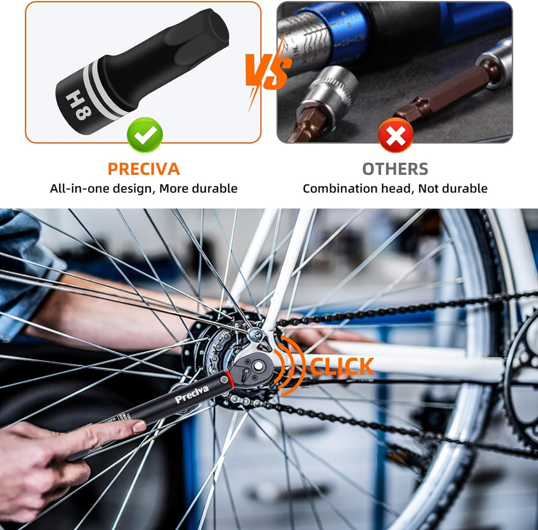 Preciva Drehmomentschlüssel 1/4", 3-33 Nm Umschaltknarre Drehmoment Schraubenschlüssel Set für Fahr