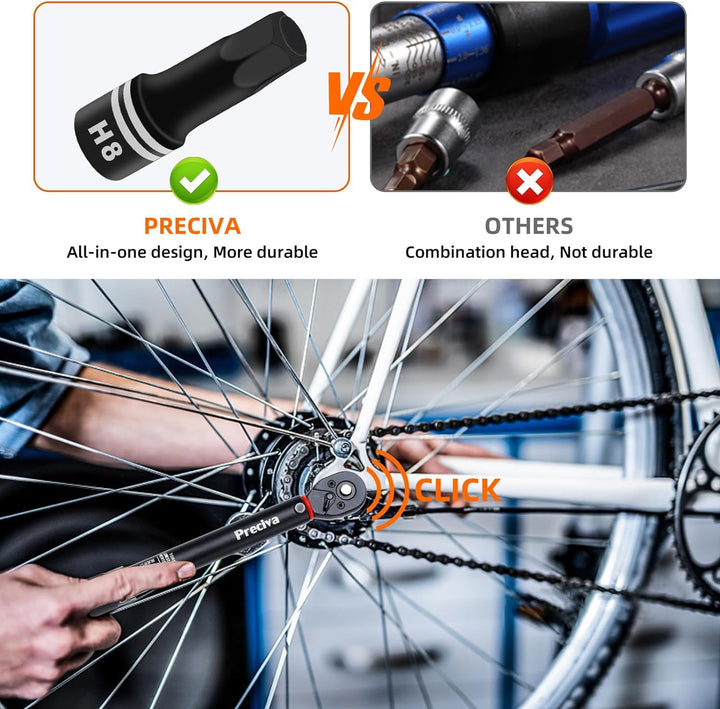 Preciva Drehmomentschlüssel 1/4", 3-33 Nm Umschaltknarre Drehmoment Schraubenschlüssel Set für Fahr