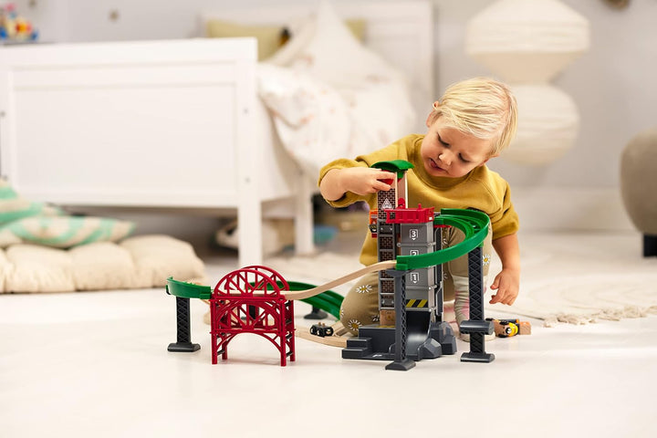 BRIO World 33887 Grosses Lagerhaus-Set mit Aufzug - Zubehör Holzeisenbahn - Konstruktionsspielzeug e