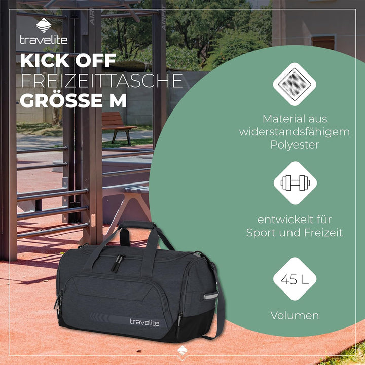 travelite Reisetasche Grösse M, Gepäck Serie KICK OFF: Praktische Reisetasche für Urlaub und Sport,