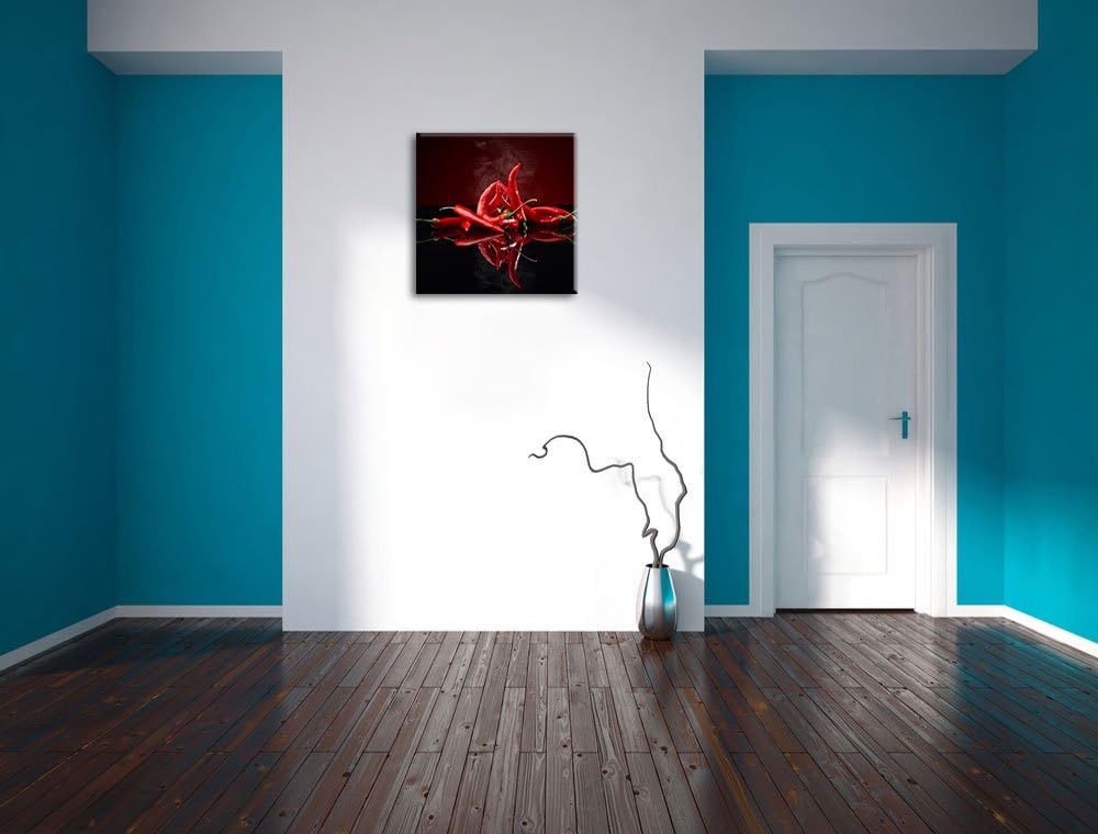 Feurige rote Chili-Choten, Format: 70x70 auf Leinwand, XXL riesige Bilder fertig gerahmt mit Keilrah