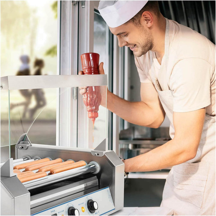 Royal Catering Hot Dog Grill Hot Dog Maschine Hot Dog Maker (7 Rollen, Platz für 12 Würstchen, 1.400
