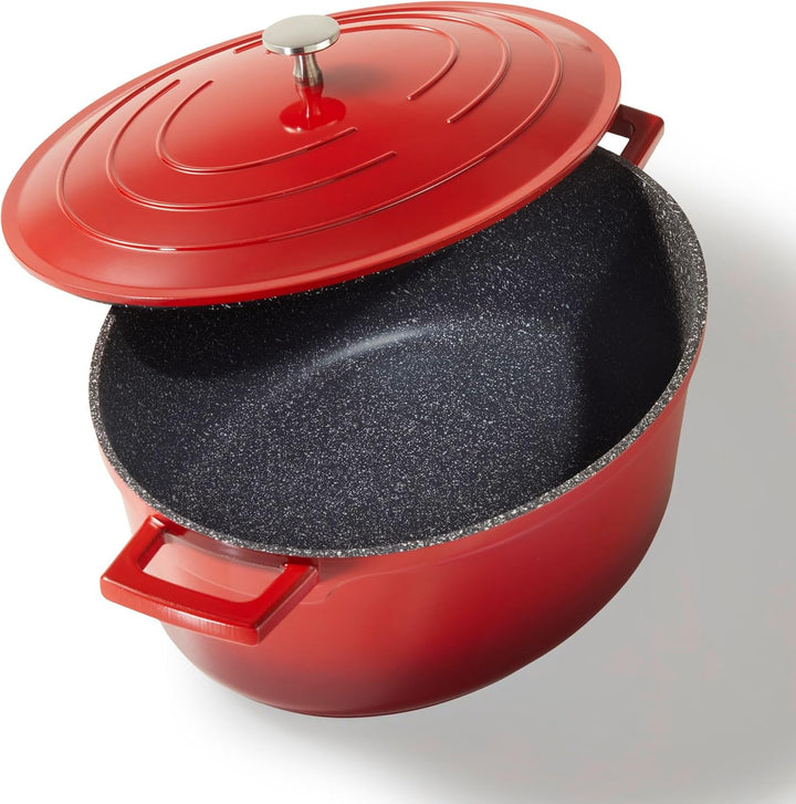 STONELINE Cocotte Bräter mit Deckel Induktion 32 cm, 6,6 L, Aluguss Topf beschichtet mit echten Stei