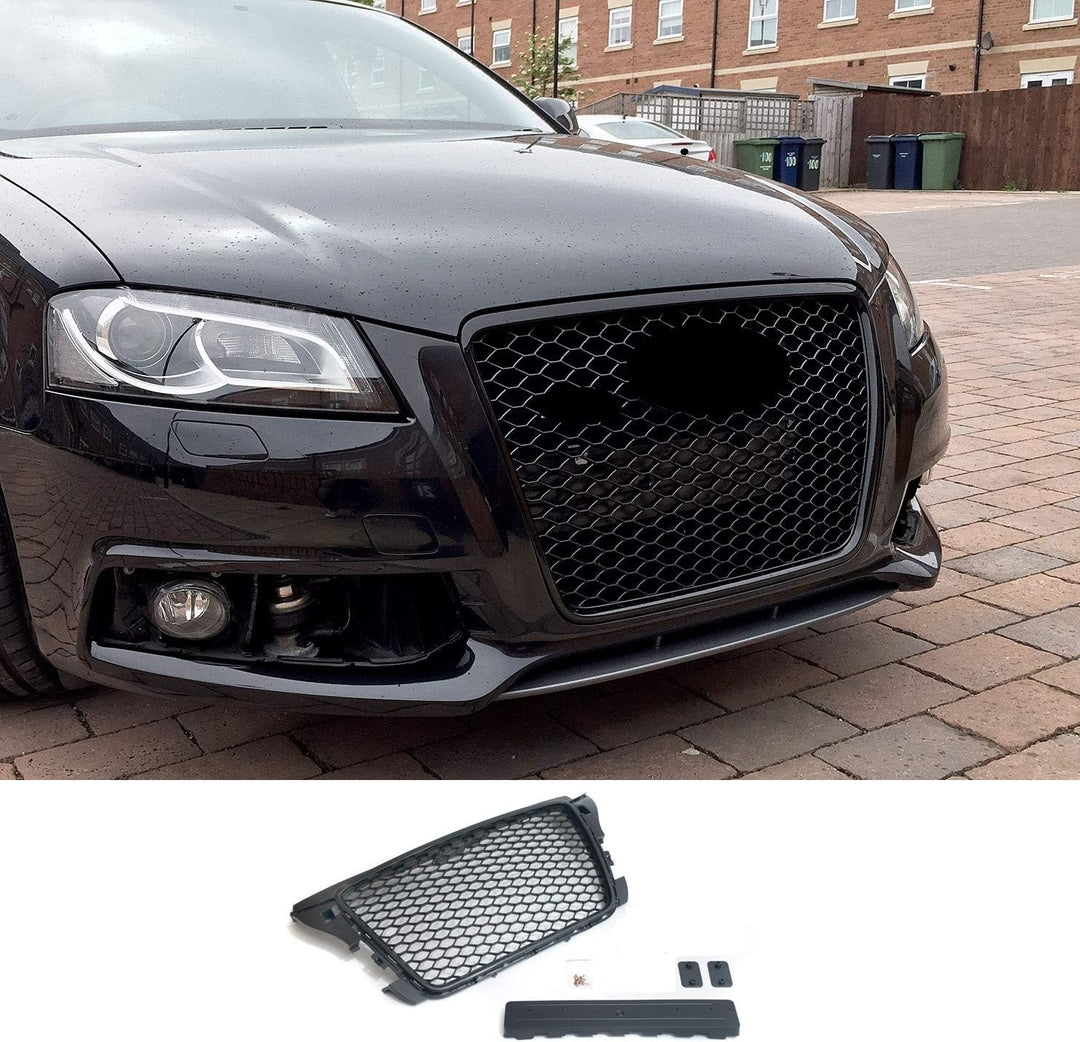 Passend für Audi A3 8P Kühlergrill Wabengrill Front Grill mit Emblemhalter PDC 08-13