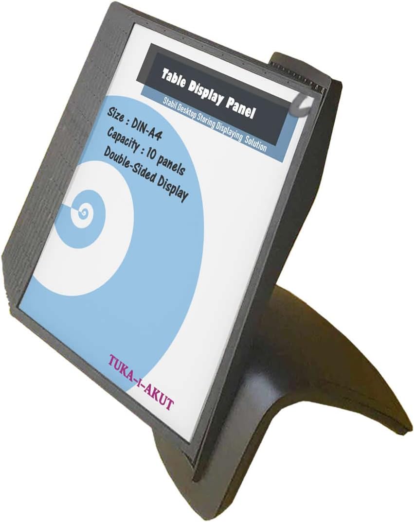 TUKA-i-AKUT Tisch-Sichttafel Aufsteller mit 10 Sichttafeln, DIN A4 Desktop Sichttafel System, Sichtt
