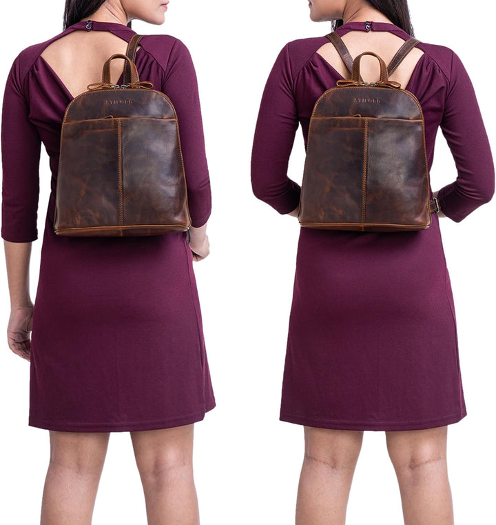 STILORD 'Olivia' City Rucksack Damen Leder Daypack kleiner Lederrucksack Rucksackhandtasche zum Ausg