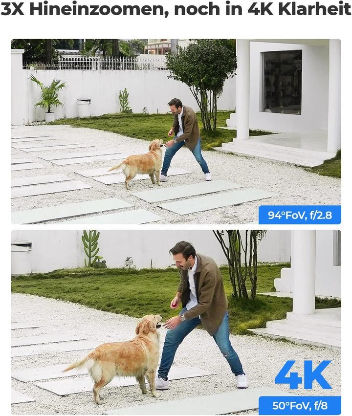 Reolink 4K PTZ PoE Überwachungskamera Aussen, 3X Optischem Zoom, Kamera Outdoor mit Personen-/Fahrze