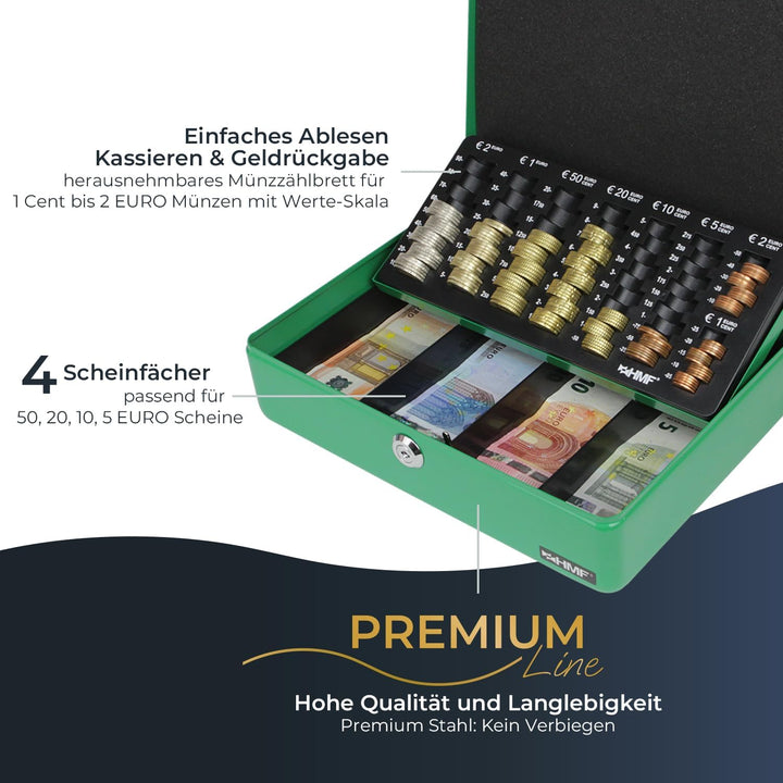 HMF 10015-06 Geldkassette Geldzählkassette 30 x 24 x 9 cm, Grün, Grün
