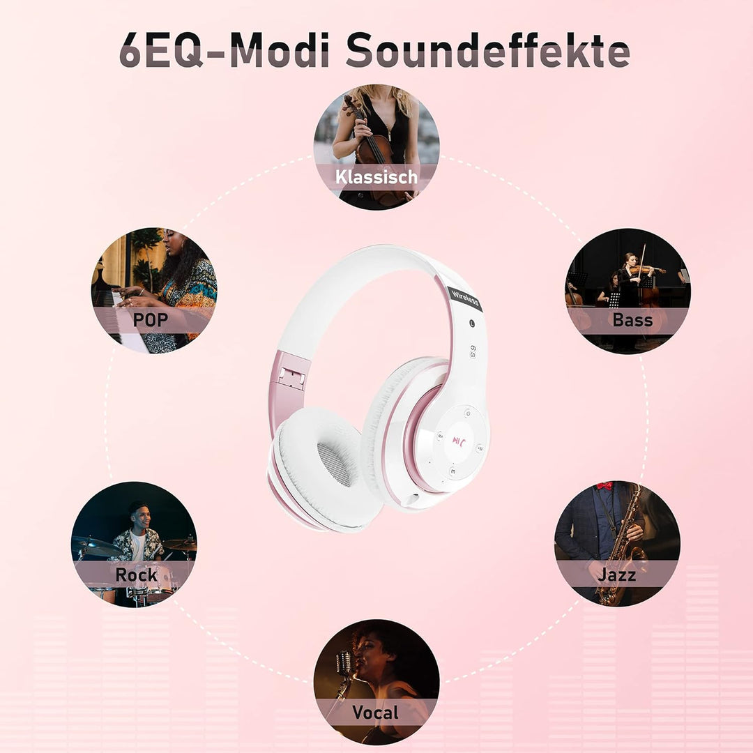 Lankey Sound Kopfhörer Kabellos mit 6 EQ Modi, Kopfhörer Bluetooth, 65 Std Over Ear Kopfhörer Blueto