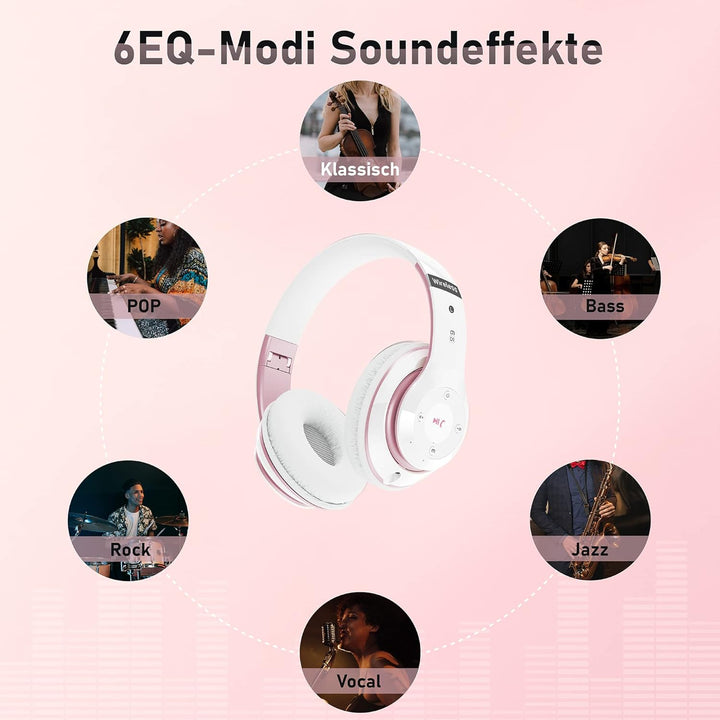 Lankey Sound Kopfhörer Kabellos mit 6 EQ Modi, Kopfhörer Bluetooth, 65 Std Over Ear Kopfhörer Blueto
