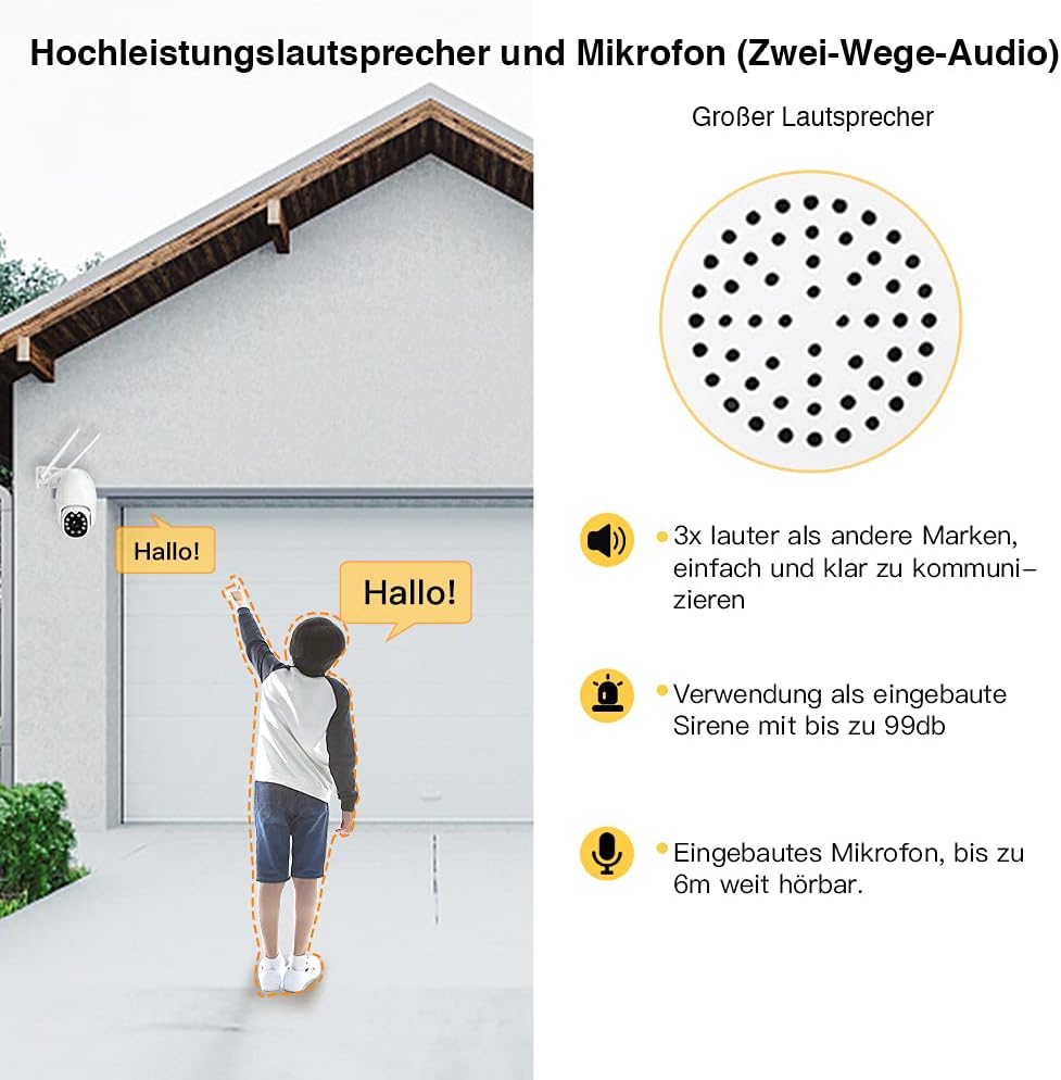 HiKam A9 2023 Gen, PT Überwachungskamera Aussen mit Personenerkennung, Ultra HD 2K Auflösung, Kabell