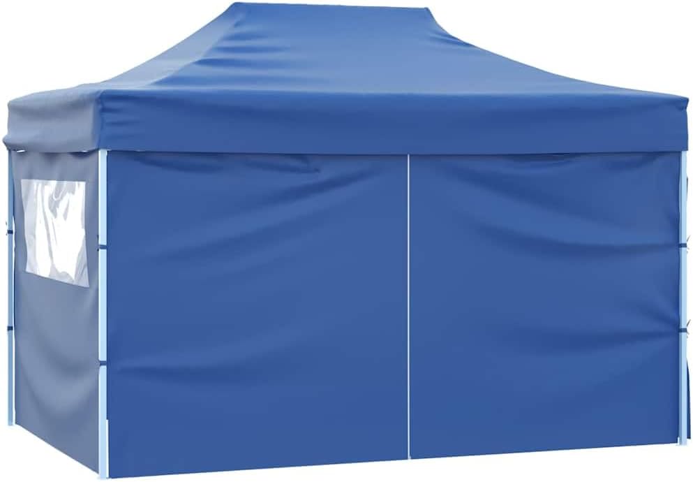 vidaXL Faltzelt mit 4 Seitenteilen 3x4,5m Blau Gartenzelt Partyzelt Festzelt, Blau