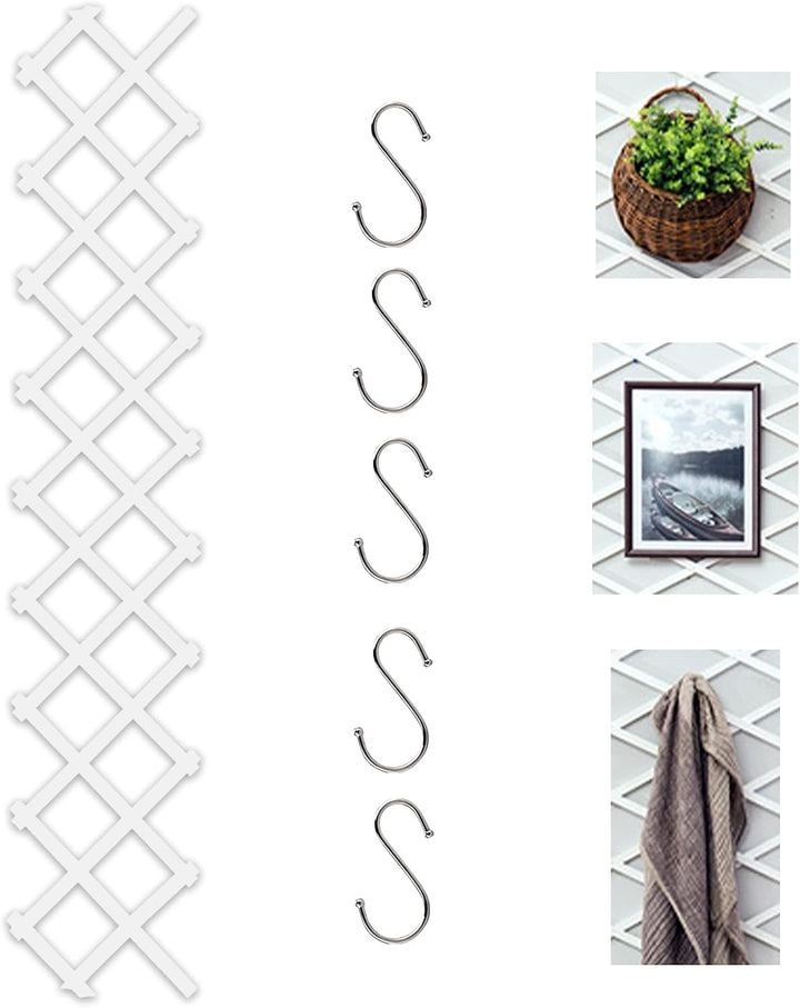 KAZITOO Garten-Rankgitter aus Holz, erweiterbarer Pflanzenzaun mit 5 S-Haken, Faltbarer Hängerahmen,