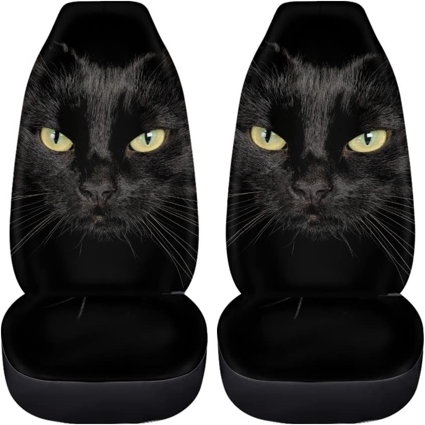 chaqlin Universal Black Cat Autositzbezug Set von 2 Front Full Auto Zubehör Schutzhülle Tasche für F
