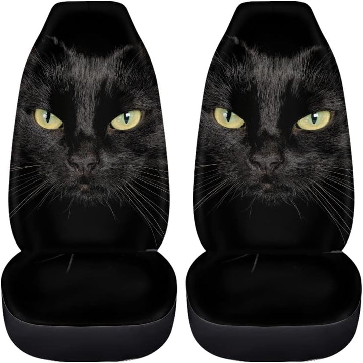 chaqlin Universal Black Cat Autositzbezug Set von 2 Front Full Auto Zubehör Schutzhülle Tasche für F