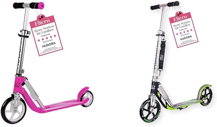 HUDORA Little BigWheel Scooter - Sicherer Aluminium-Roller für Kinder ab 3 Jahren - Höhenverstellbar