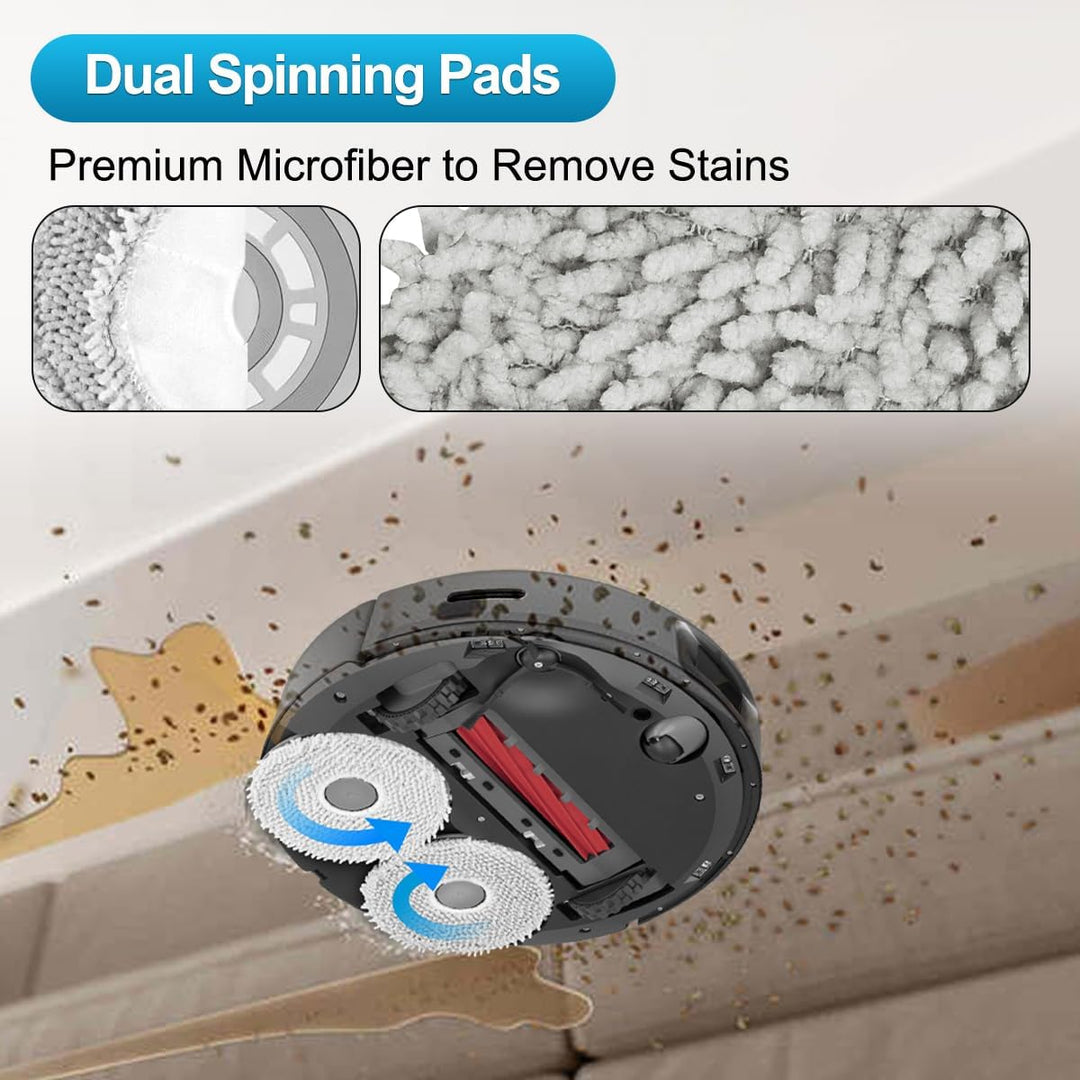DrRobor Zubehörset für Roborock Q Revo, Ersatzteile Kit mit 2 Hauptbürste, 4 Wischpads, 4 Staubbeute