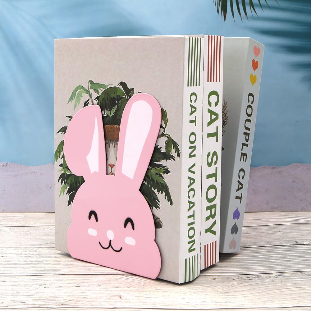 1 Paar niedliche Metall-Buchstützen, Cartoon-Tier-Hase, lange Ohren, rutschfest, Eisen, Buchstütze,