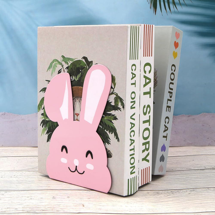 1 Paar niedliche Metall-Buchstützen, Cartoon-Tier-Hase, lange Ohren, rutschfest, Eisen, Buchstütze,