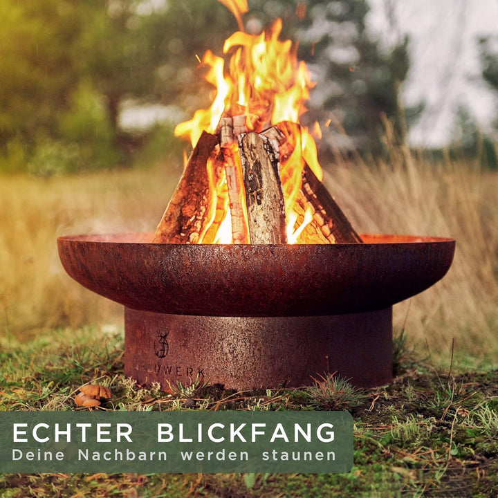 WALDWERK Design Feuerschale - Feuerschalen fĂŒr den Garten - Feuerstelle aus 2mm dickem Stahl - Feuer