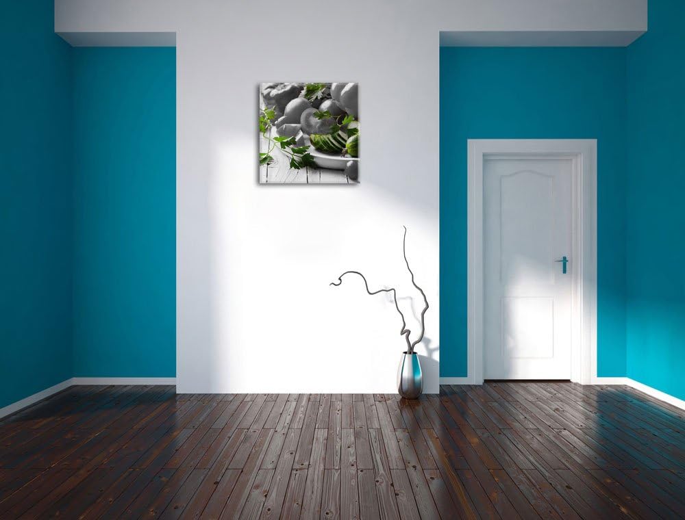 Gemüseteller mit Paprika Tomate und Zucchini schwarz/weiss, Format: 70x70 als Leinwandbild, tolle Bi