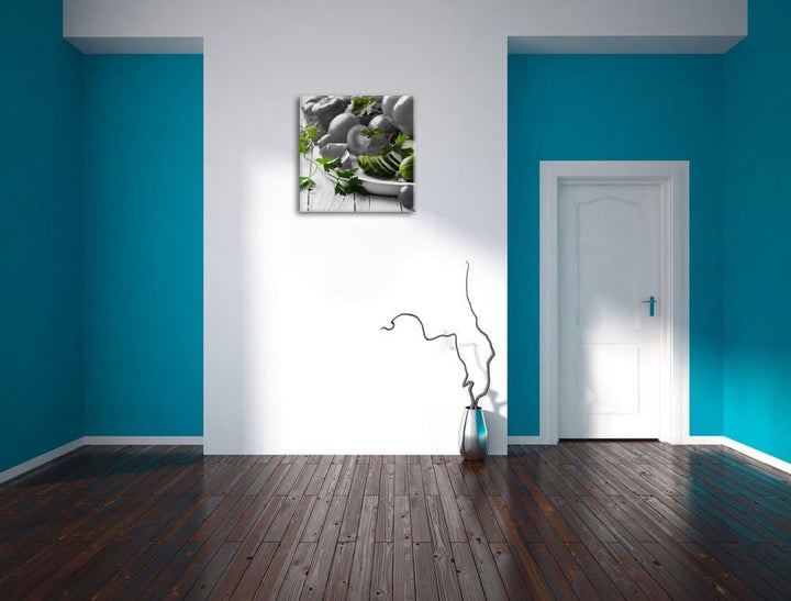 Gemüseteller mit Paprika Tomate und Zucchini schwarz/weiss, Format: 70x70 als Leinwandbild, tolle Bi