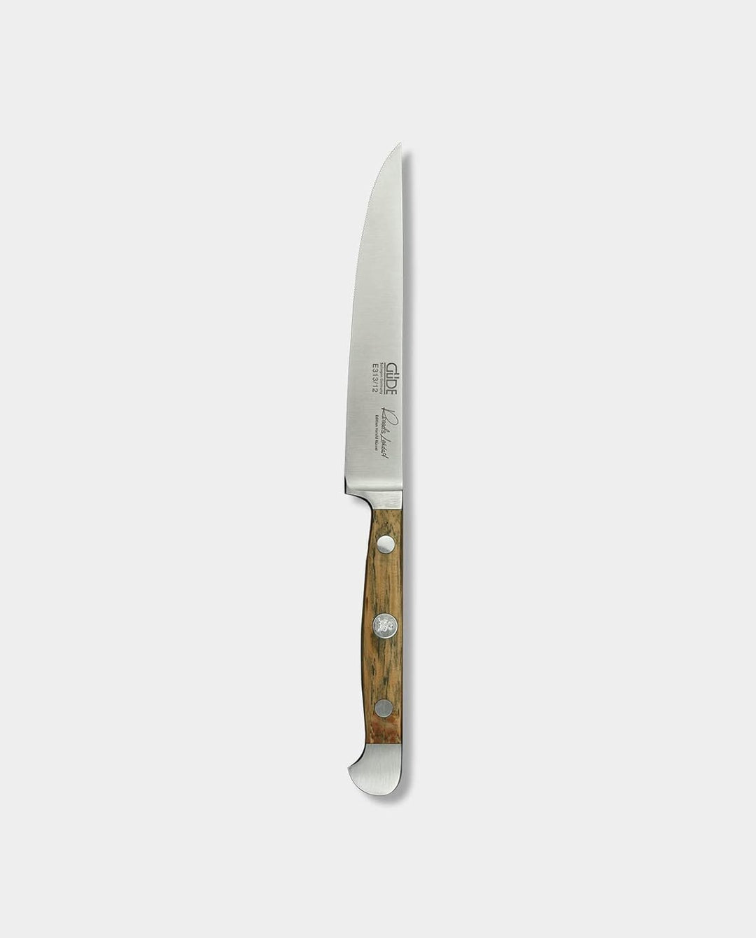 GÜDE Solingen - Steakmesser Glatt geschmiedet, 12 cm, Fasseichenholz, ALPHA FASSEICHE, Doppelkropf,