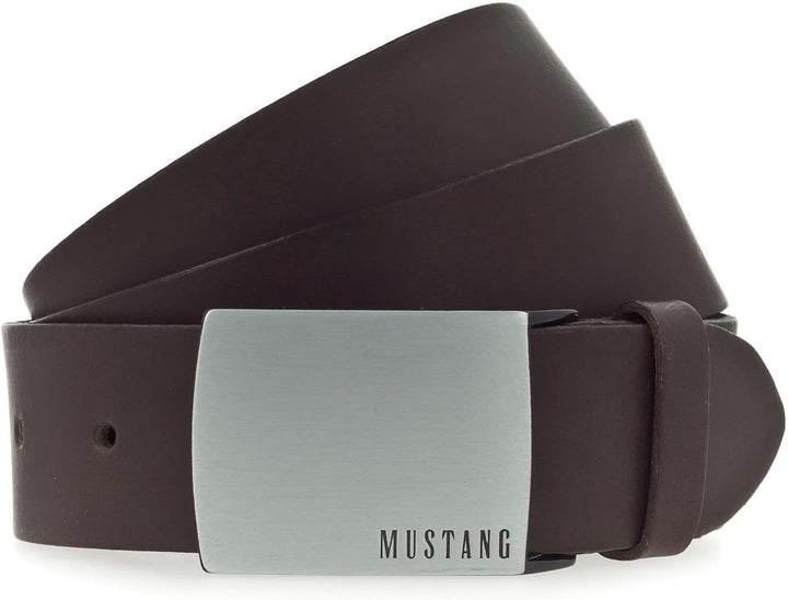 MUSTANG Herren Ledergürtel MG2102L15 40mm Gürtelbreite Braun Schwarz 80-115cm W100 Dunkelbraun (691)