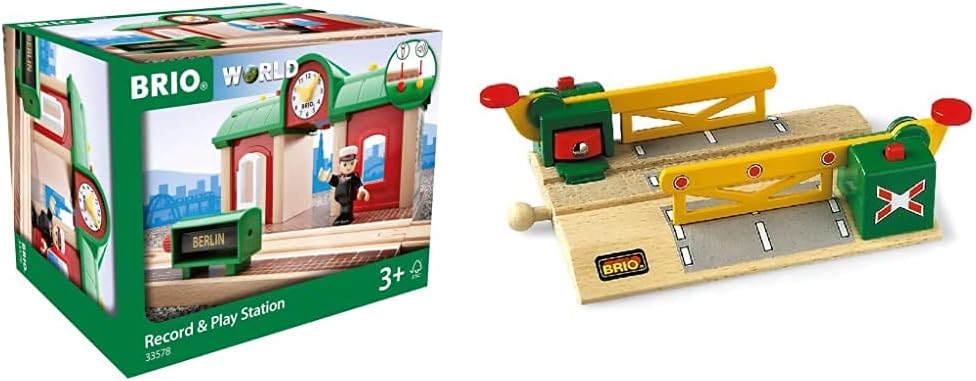 BRIO World 33578 Sprechender Bahnhof Eisenbahn Zubehör mit Aufnahmefunktion – Kleinkinderspielzeug e