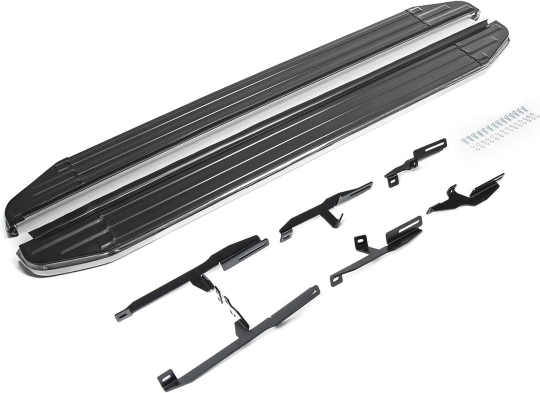 OMAC Trittbretter Seitenschweller kompatibel mit Suzuki Grand Vitara 2005-2016 TÜV ABE Silber-Schwar