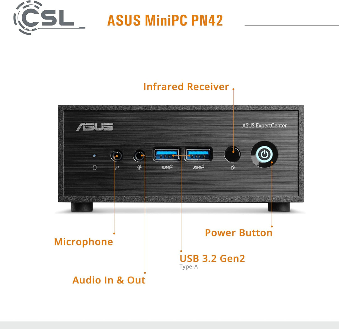 Mini PC ASUS PN42 mit Windows 11 Pro, Intel N100 4X 3400 MHz, 500 GB M.2 SSD, 32 GB DDR4-RAM, Intel