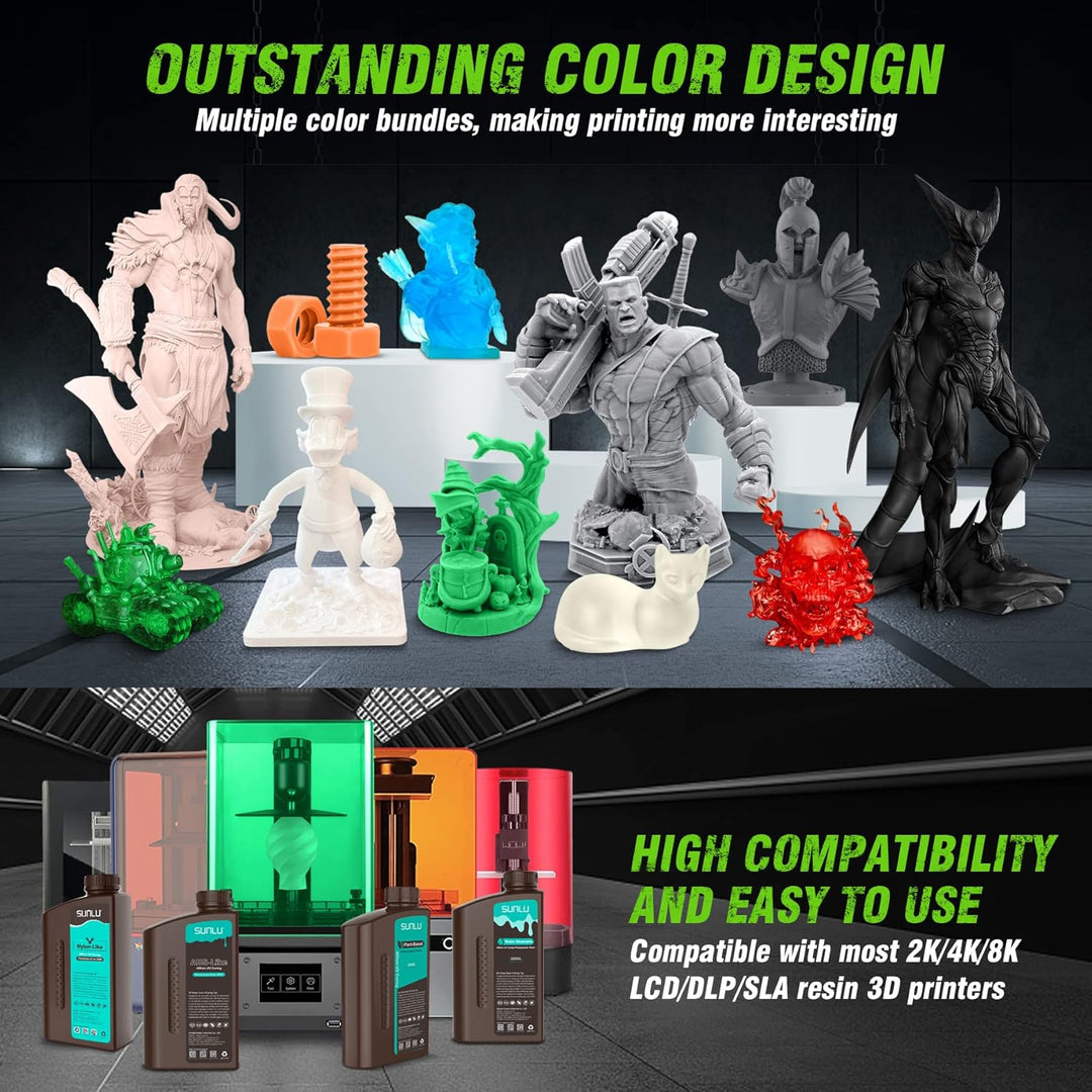 SUNLU 3D Drucker Harz, Starkes Haltbares Nylon Wie 3D-Harz für LCD DLP SLA Harz 3D Drucker, 395-405n