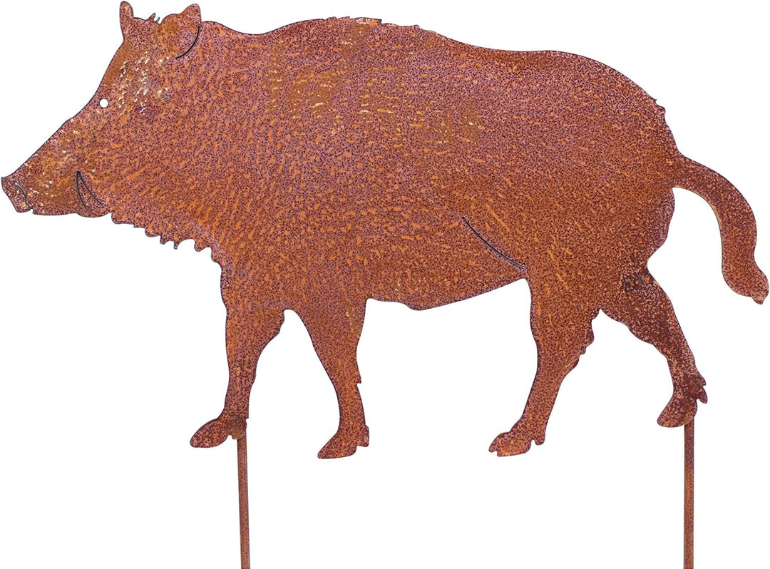 Vosteen Gartenstecker Wildschwein Metall Rost Gartendeko 61cm