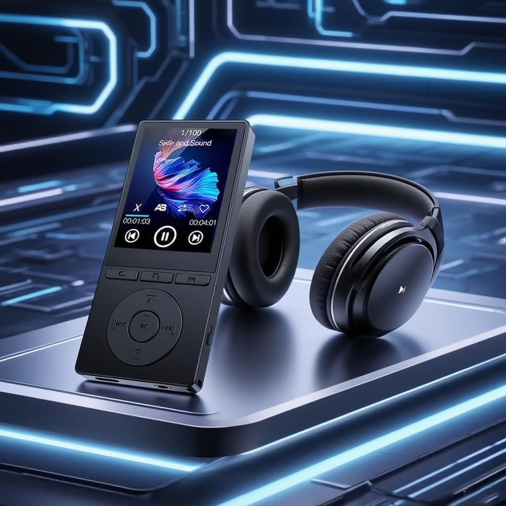 64GB MP3 Player Bluetooth 5.3, MP3 Player mit Lautsprecher, Musikwiedergabe, Sprachrekorder, E-Book,