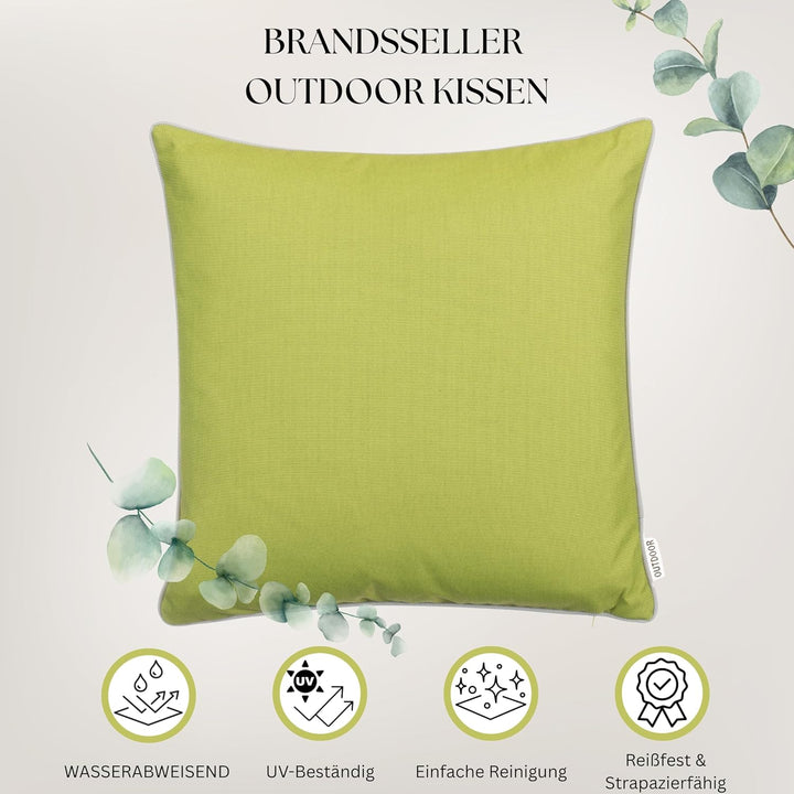 Brandsseller Outdoor Garten Kissen Dekokissen mit Paspel - Garngefärbt Uni Schmutz- und Wasserabweis