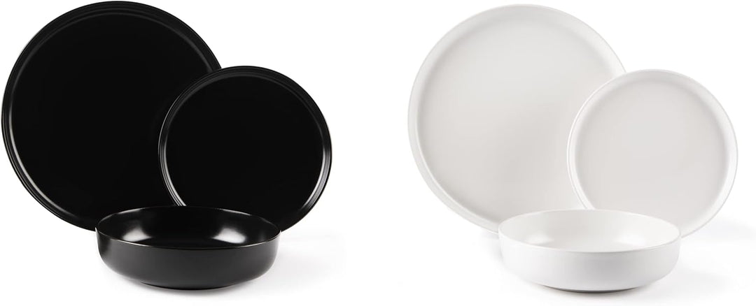Excelsa "Nordic" Tafelservice, 12-teilig, Keramik, Weiss und Schwarz