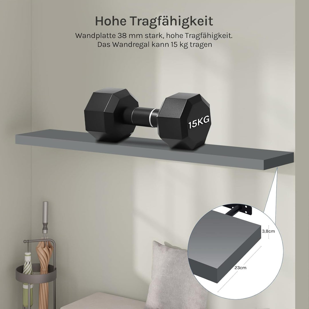 WOLTU Wandregal Regal Wand Schweberegal Regalbrett Wandboard mit Metallhalterung, unsichtbare Montag