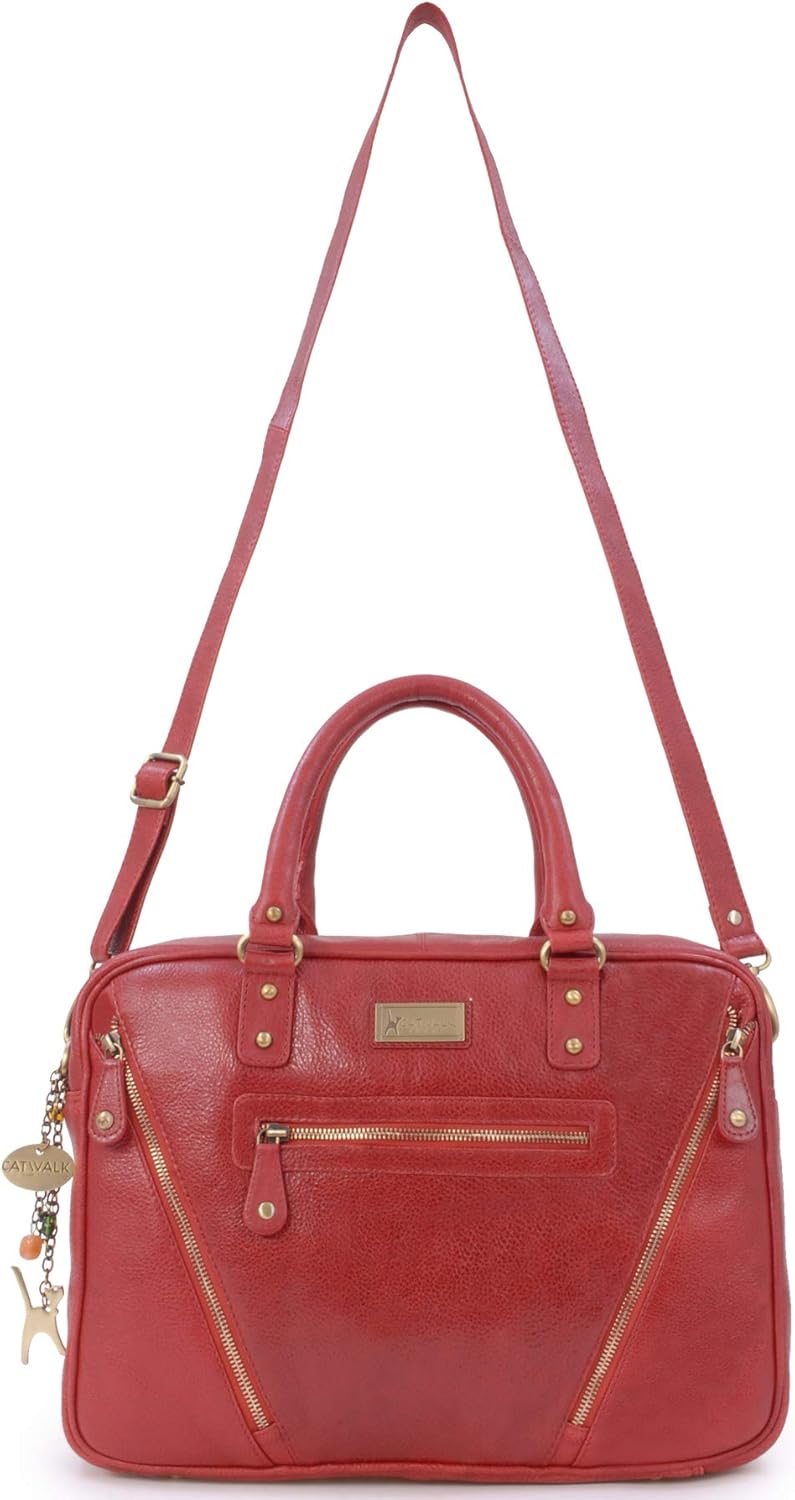 Catwalk Collection Handbags - Leder - Schultasche/Arbeitstasche/Aktentasche für Damen - Laptop/iPad