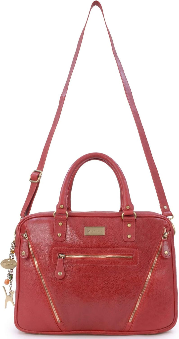 Catwalk Collection Handbags - Leder - Schultasche/Arbeitstasche/Aktentasche für Damen - Laptop/iPad