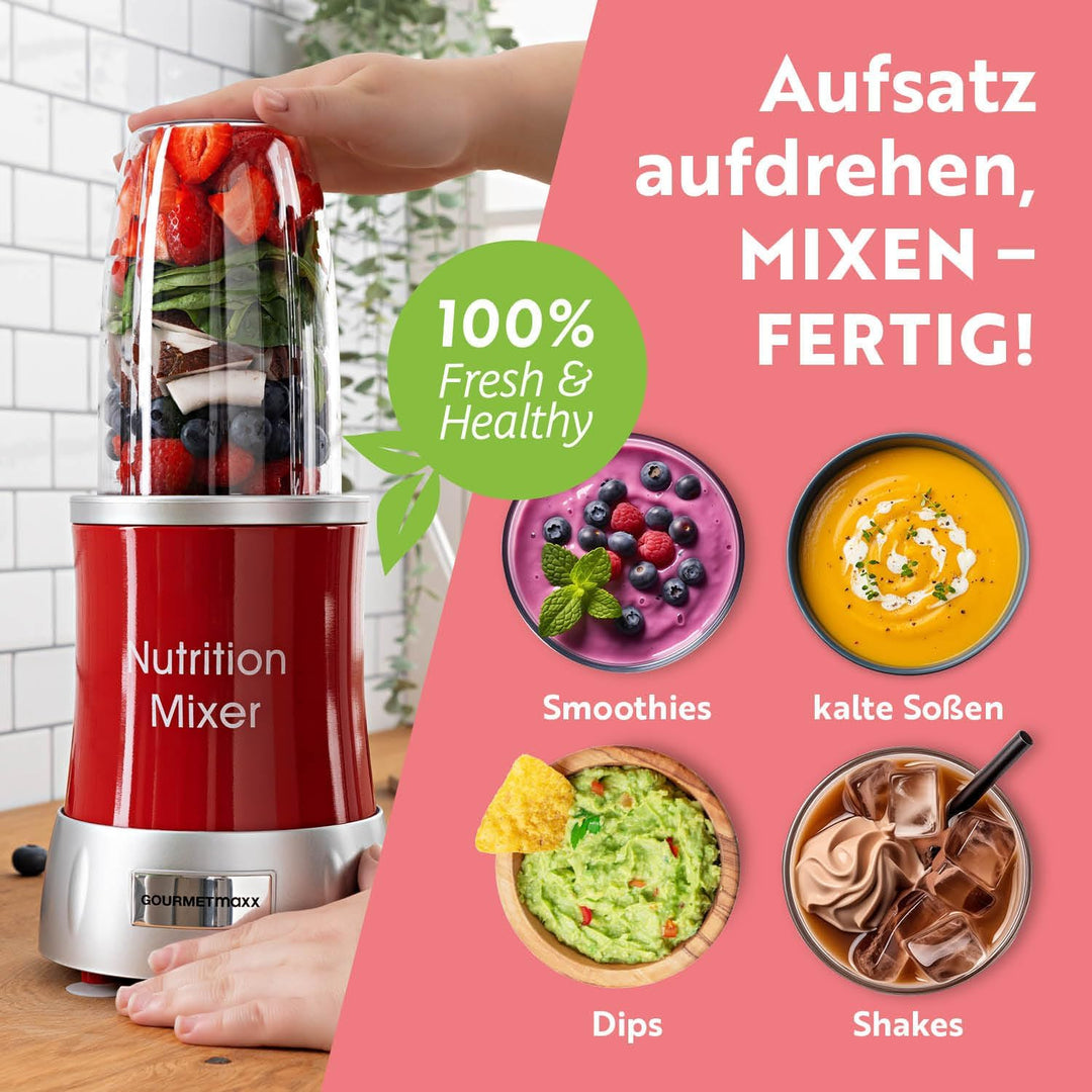 GOURMETmaxx Smoothie Maker & Standmixer 11tlg. Set - 1000W & 22.000 U/min | Elektrischer Mixer 700ml